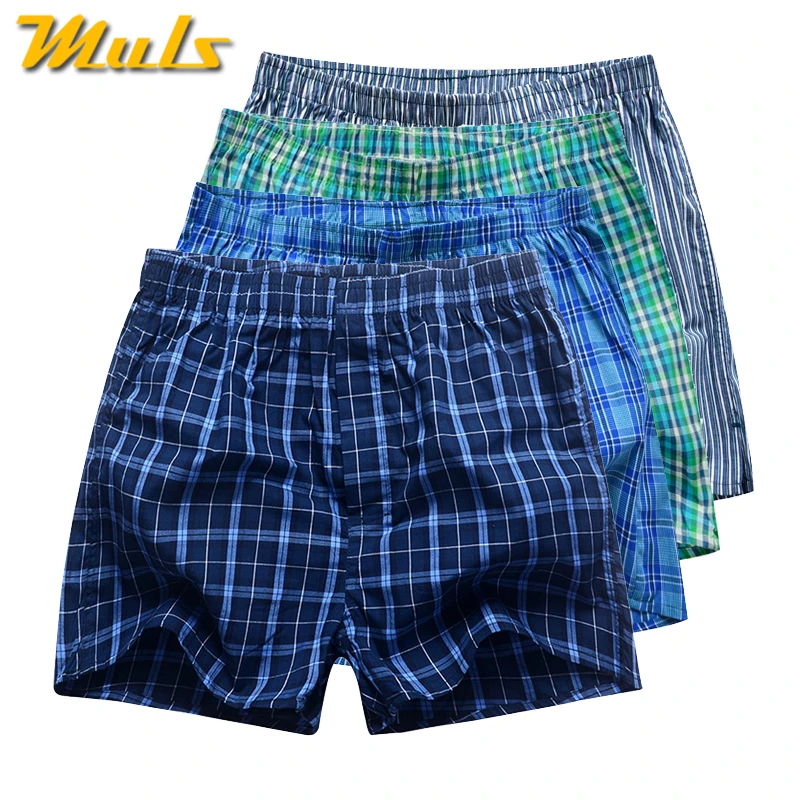 Мужские хлопковые трусы боксеры в клетку 4 шт./лот|panties stretch|home gym equipment treadmillpanties