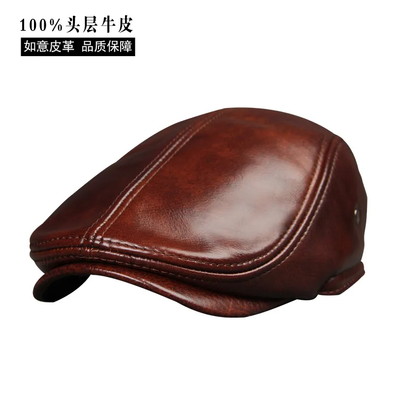 2017 новое поступление шапки из натуральной яловой кожи мужская Кожаная шапка для