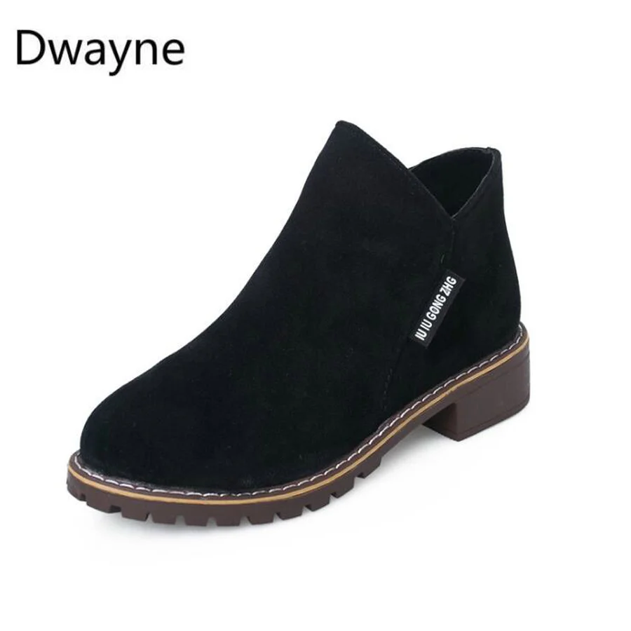 Dwayne/ г. Новые осенне-зимние женские ботинки замшевые женские тонкие ботинки женские ботильоны Туфли-оксфорды на плоской подошве zapatos mujer, Размеры 35-40