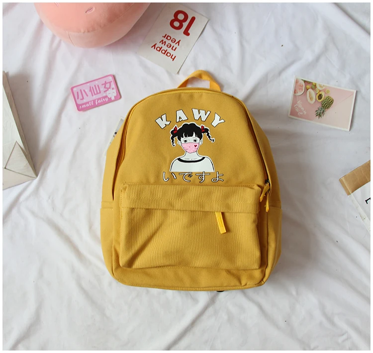 Harajuku Симпатичные школьные рюкзаки для девочек подростков Kawaii аниме принт
