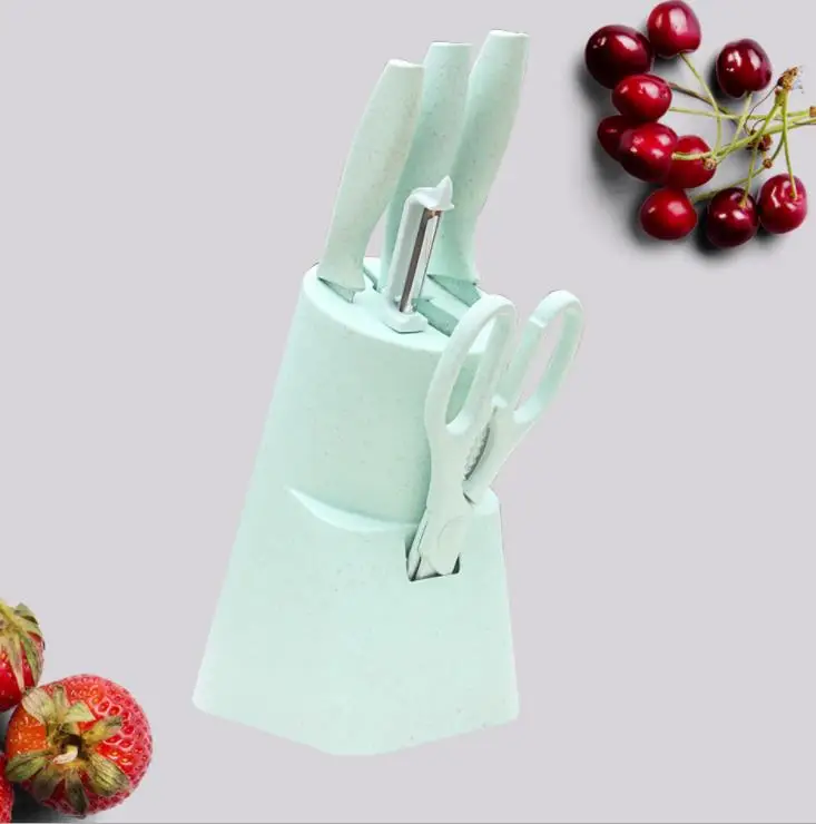 gree knife holder 6 шт набор кухонных ножей из нержавеющей стали лезвия наборы шеф-ножей Santoku инструменты для приготовления пищи Кухонные с подарочной коробкой - Цвет: gree knife holder