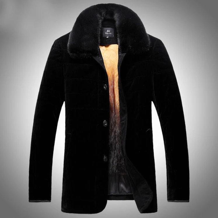 Мужское теплое меховое пальто зимняя мотоциклетная куртка из натурального