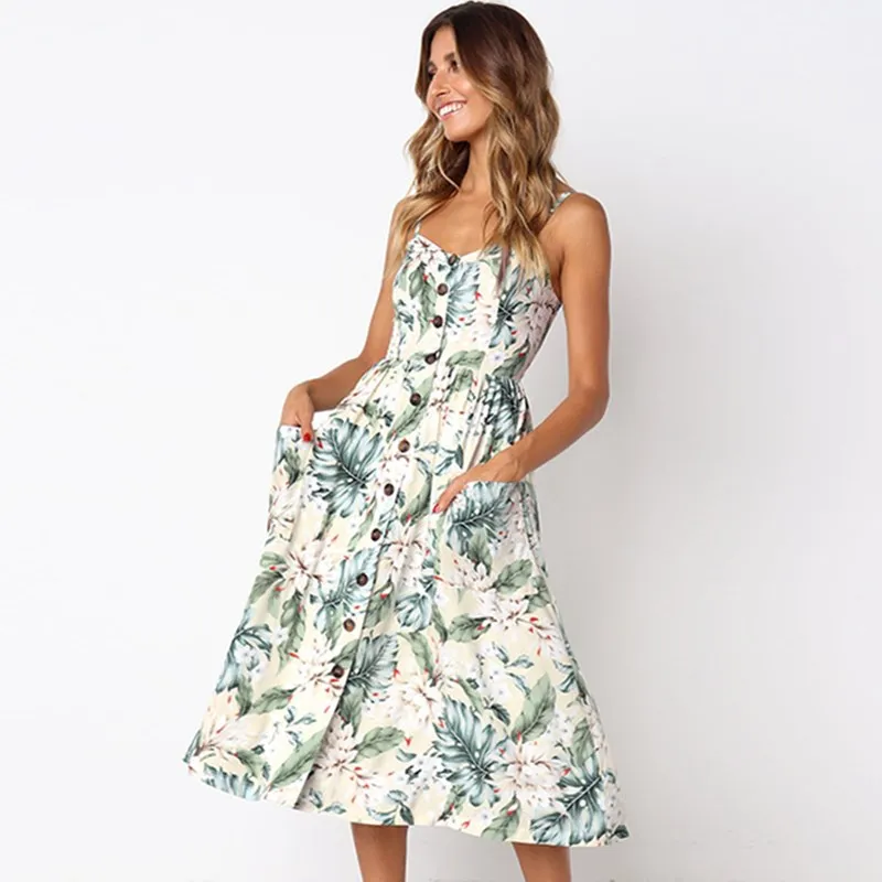 Пикантные на бретелях с v образным вырезом низким спине Цветочный принт Летняя