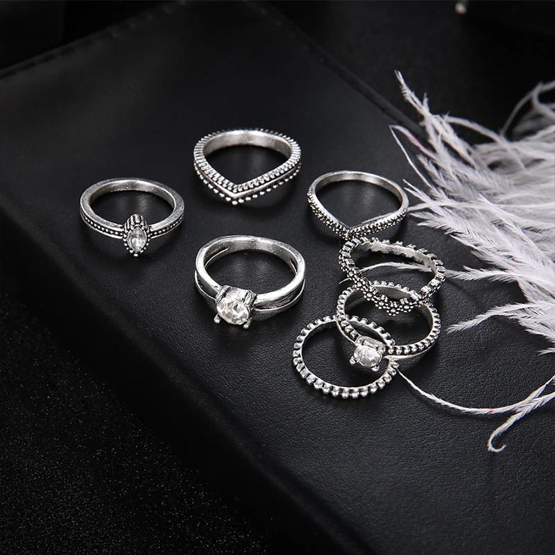 7 шт./компл. женский модный простой набор геометрических полых колец со стрелками