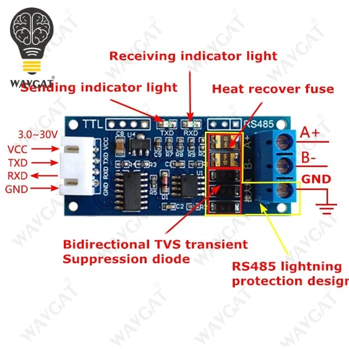 WAVGAT TTL к RS485 конвертер 3 V/5 0 V аппаратный автоматический контрольный