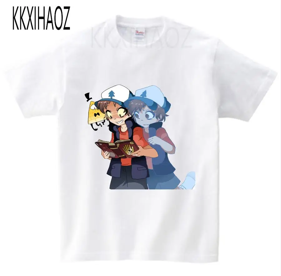 white childreT-shirt Футболка с рисунком Гравити Фолз Мэйбл Диппер для маленьких мальчиков и девочек детские летние топы с короткими рукавами, детская забавная Повседневная футболка, NN - Цвет: white childreT-shirt