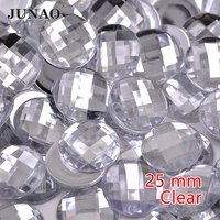 junao 25mm big crystal clear rhinestones flatback non hotfix crystals stones acrylic gems round ab strass beads for clothing