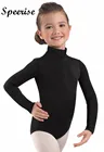 Специальное боди с высоким воротом из спандекса с длинными рукавами для девочек, трико для гимнастики балета для детей, танцевальные трико для малышей