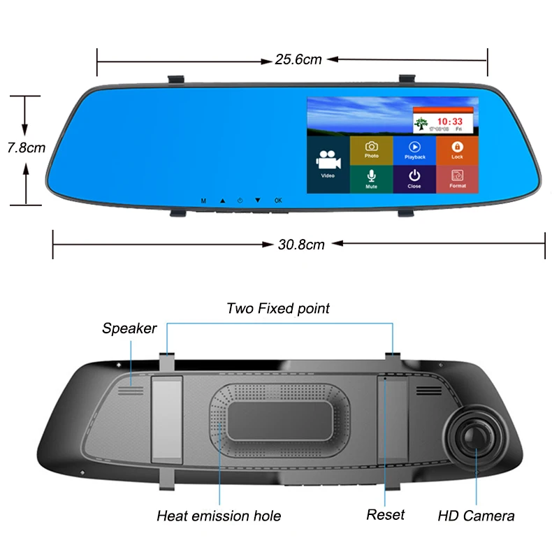 E ACE A21 5 0 дюймов экран видеорегистратор Full HD 1080P Автомобильный зеркало с камерой