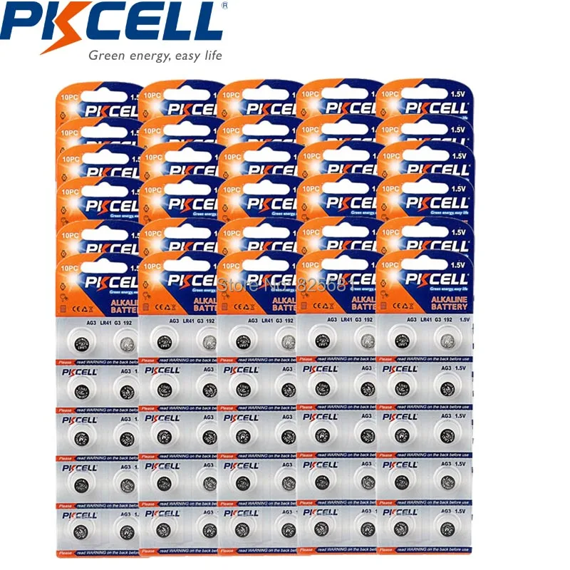 300 шт. PKCELL часы батарея AG3 lr41 1 5 v 35mah SR41 G3 RW87 LR1120 Akaline кнопочный Аккумулятор для