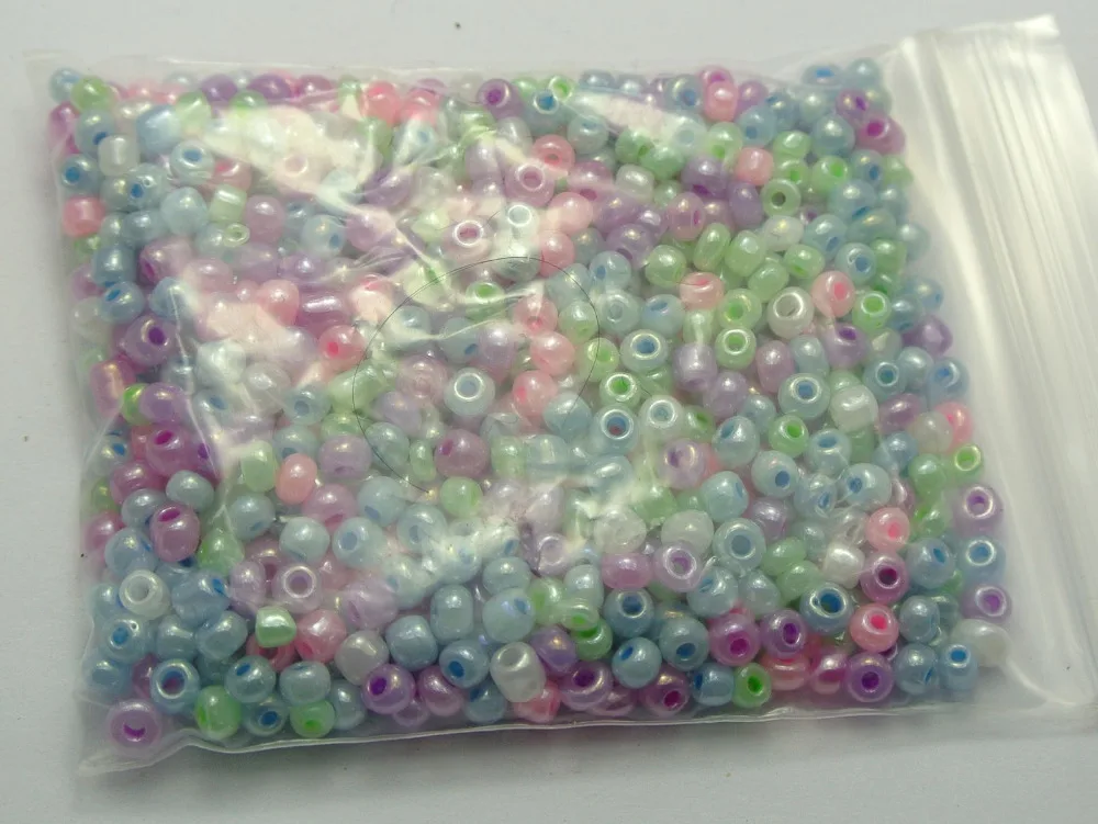 

800 Mixed Ceylon Pearl Color Glass Seed Beads Rondelle 4mm (6/0)