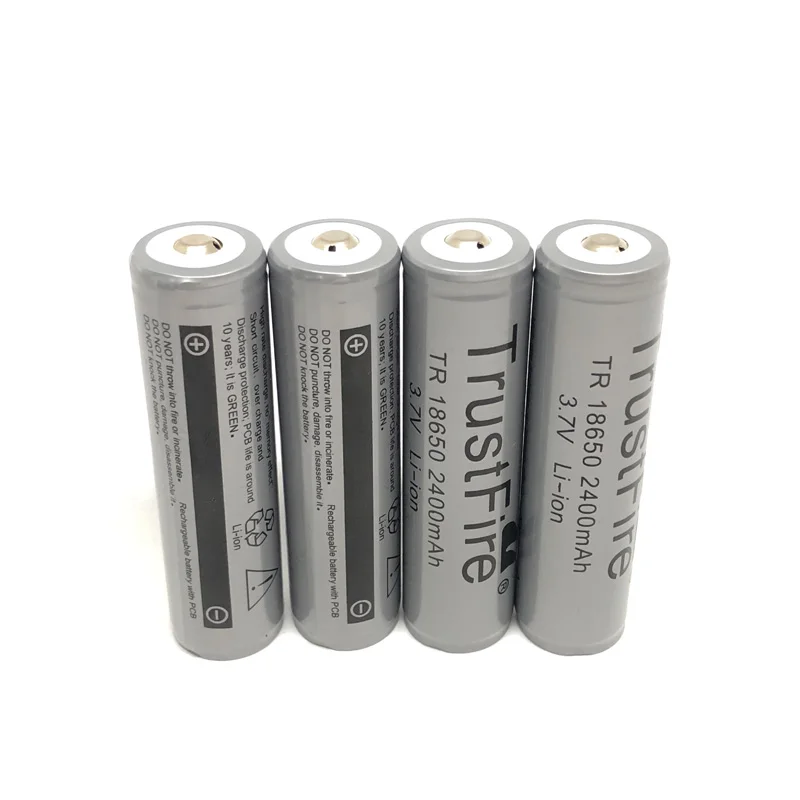 

18pcs/lot TrustFire Protected TR 18650 3.7V 2400mAh Lithium Battery Rechargeable Batteries with PCB For Camera Torch Flashlights