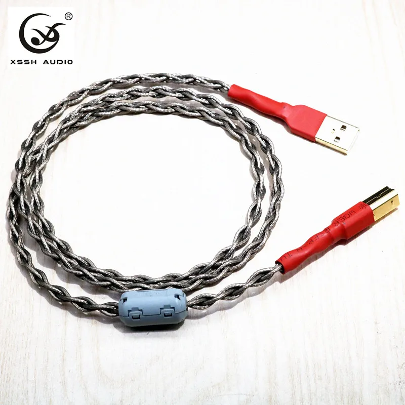 XSSH аудио OFC Чистая медь Серебристый Аудио удлинитель Кабель оплетка Aux USB DAC AV
