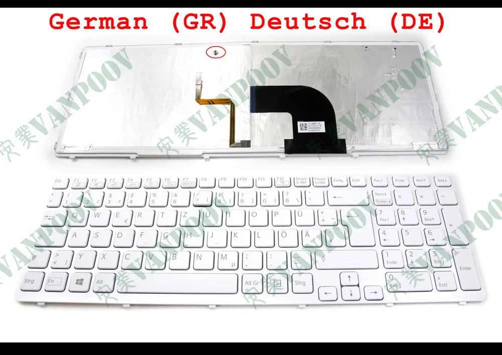 

New Laptop keyboard for Sony Vaio SVE15 SVE 15 SVE1511 White with Backlight German GR Deutsch DE QWERTZ 9Z.H6CBQ.H0G 149080711