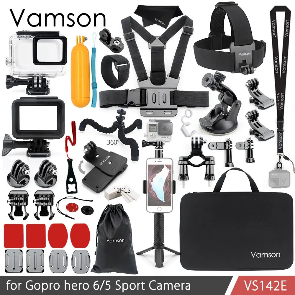 VS142E Vamson для Gopro Hero 7 6 5, комплект аксессуаров, водонепроницаемый чехол, рамка, адаптер, плавающий поплавок для камеры Go pro Hero 6 5 VS142 - Цвет: VS142E