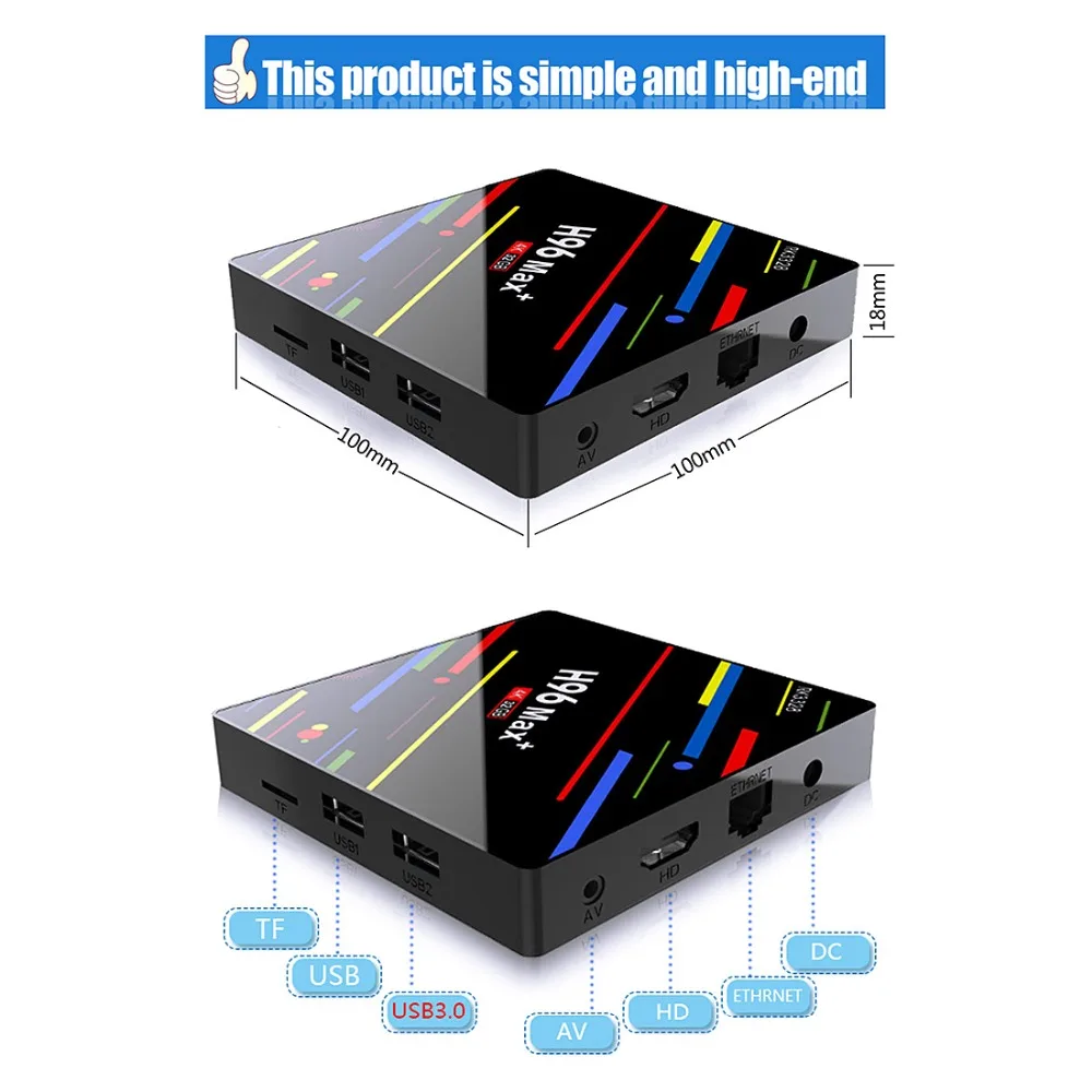 Смарт ТВ-приставка AKASO H96 MAX Plus Android 8 1 Rockchip RK3328 4 ГБ 32 64 Гб USB3.0 H.265 4K GooglePlay Netflix |