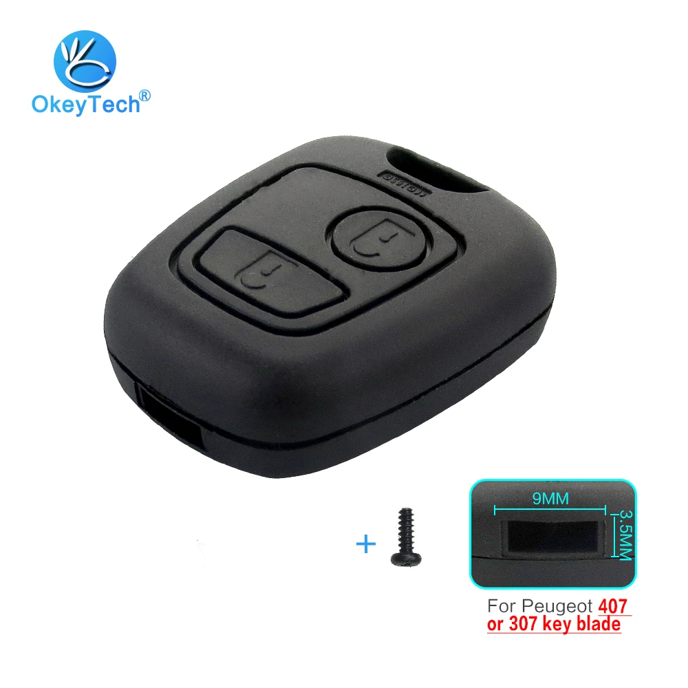 

Чехол для брелока OkeyTech, Сменный Чехол для Peugeot 307, 107, 207, 407, для Citroen, 2 кнопки, пульт дистанционного управления, лезвие без лезвия