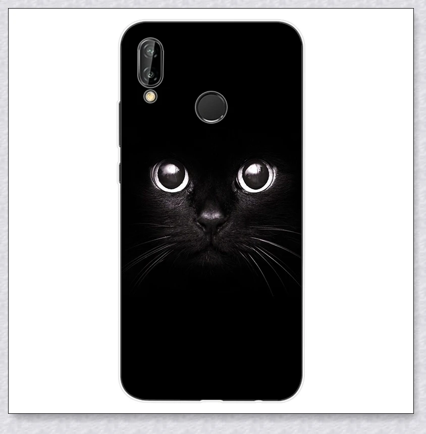 black cat ТПУ для huawei P20 Lite чехол класса люкс Nova 3E чехол милый мягкий силиконовый чехол для huawei P 20 lite Nova 3 E чехол для задней крышки телефона чехол s - Цвет: black cat