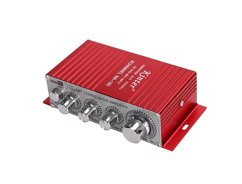 Kinter MA-180 мини-усилитель аудио 2,0 канальный MP3 вход воспроизведение стерео звук управление басами DC 12 В адаптер питания и кабель RCA