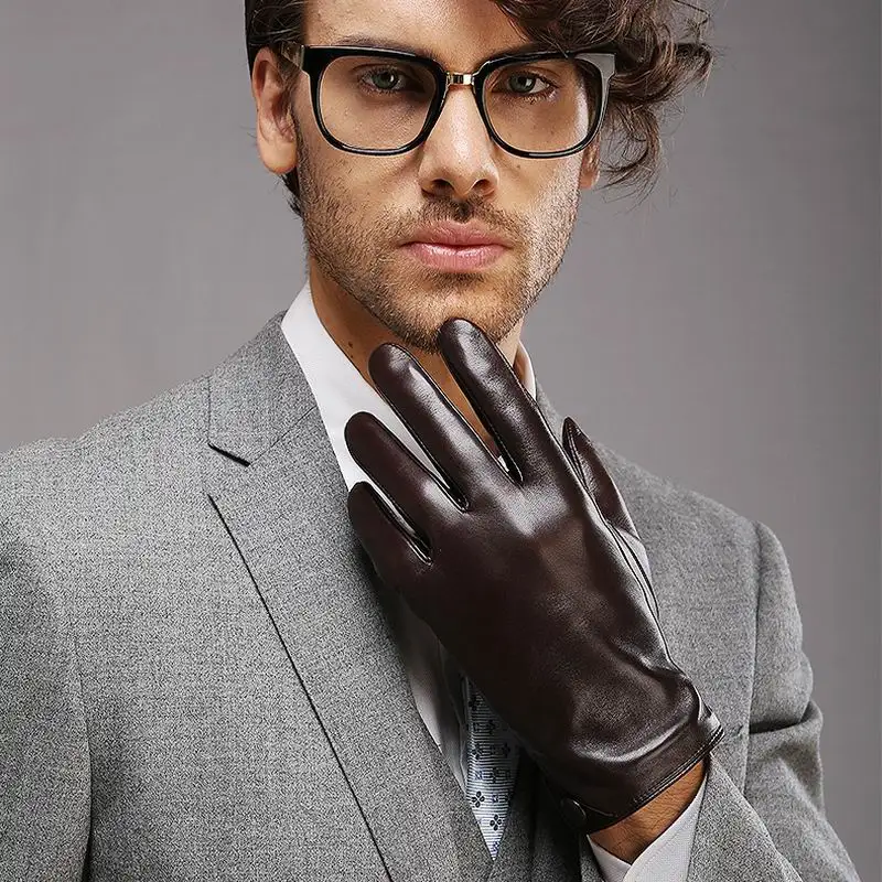 Высококачественные мужские перчатки из натуральной кожи осенне-зимние плотные