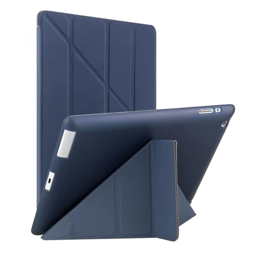 dark blue Чехол для iPad 2/3/4, iPad 3, iPad 4, 9,7 дюймов, мягкий силиконовый чехол из ТПУ с мягкой задней крышкой, многоразовый чехол из искусственной кожи с магнитной застежкой - Цвет: dark blue