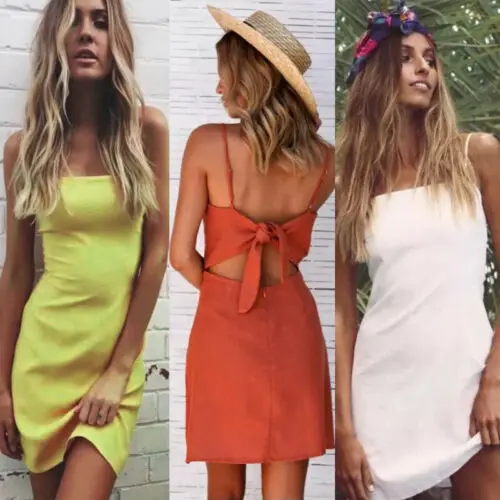 Женское платье без рукавов летнее платье-футляр с вырезом на спине Пляжное