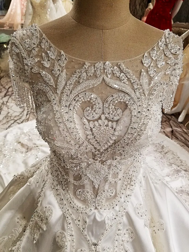 2018 Vestido De Noiva белое высококачественное Модное бальное свадебное платье с жемчугом