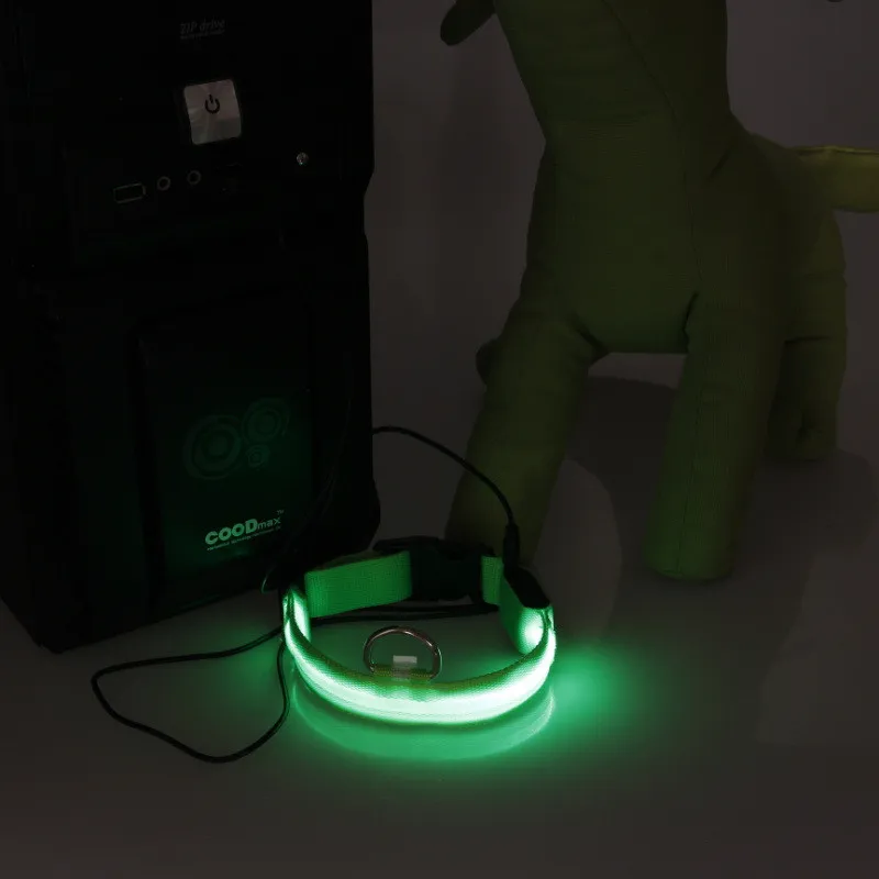 ПЭТ светящаяся USB воротник Регулируемая безопасная машина ля стрижки домашних животных собак Светодиодный проблесковый ночной Светильник нейлоновый ошейник зарядка через usb collier pour chien