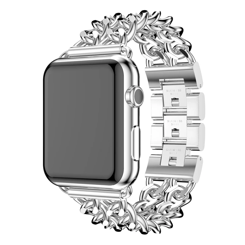 Ремешок-цепочка из нержавеющей стали для iphone мужчин и женщин Apple Watch ремешок 38 мм 42