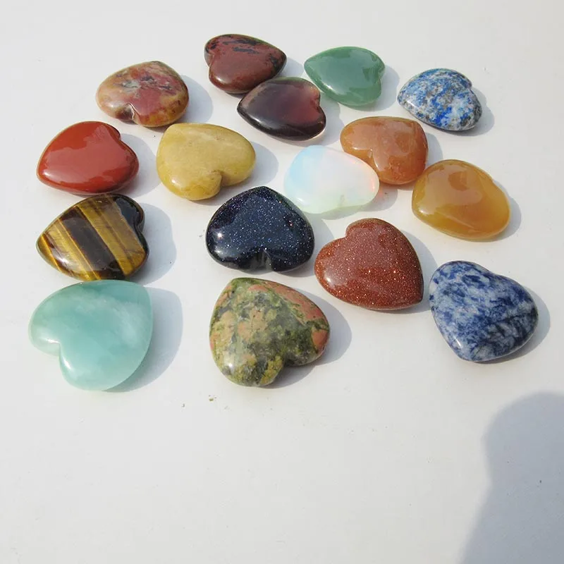 Free Shipping 10pc 3cm Heart Shape Ornament Variety Gemstone Natural Quartz Crystal MJP | Дом и сад