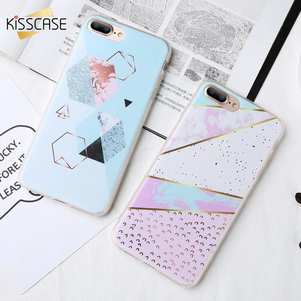 KISSCASE геометрические треугольные чехол для iPhone 5 5S SE 6 6S 7 8 Plus X мраморные чехлы
