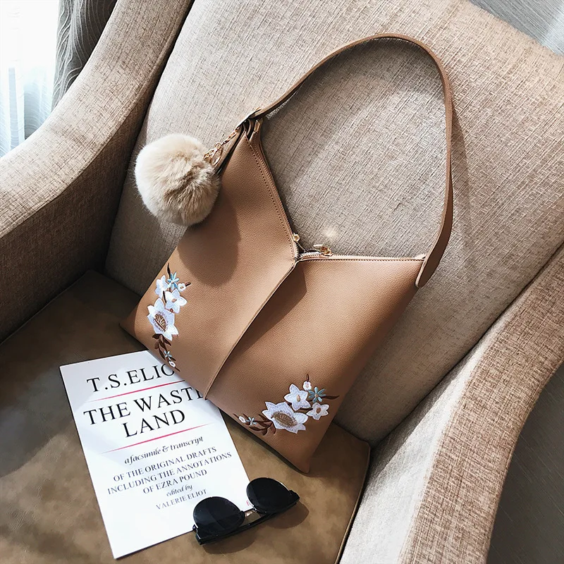 Hanysen новые цветы узор большая кожаная сумка Роскошные Для женщин Сумки на плечо