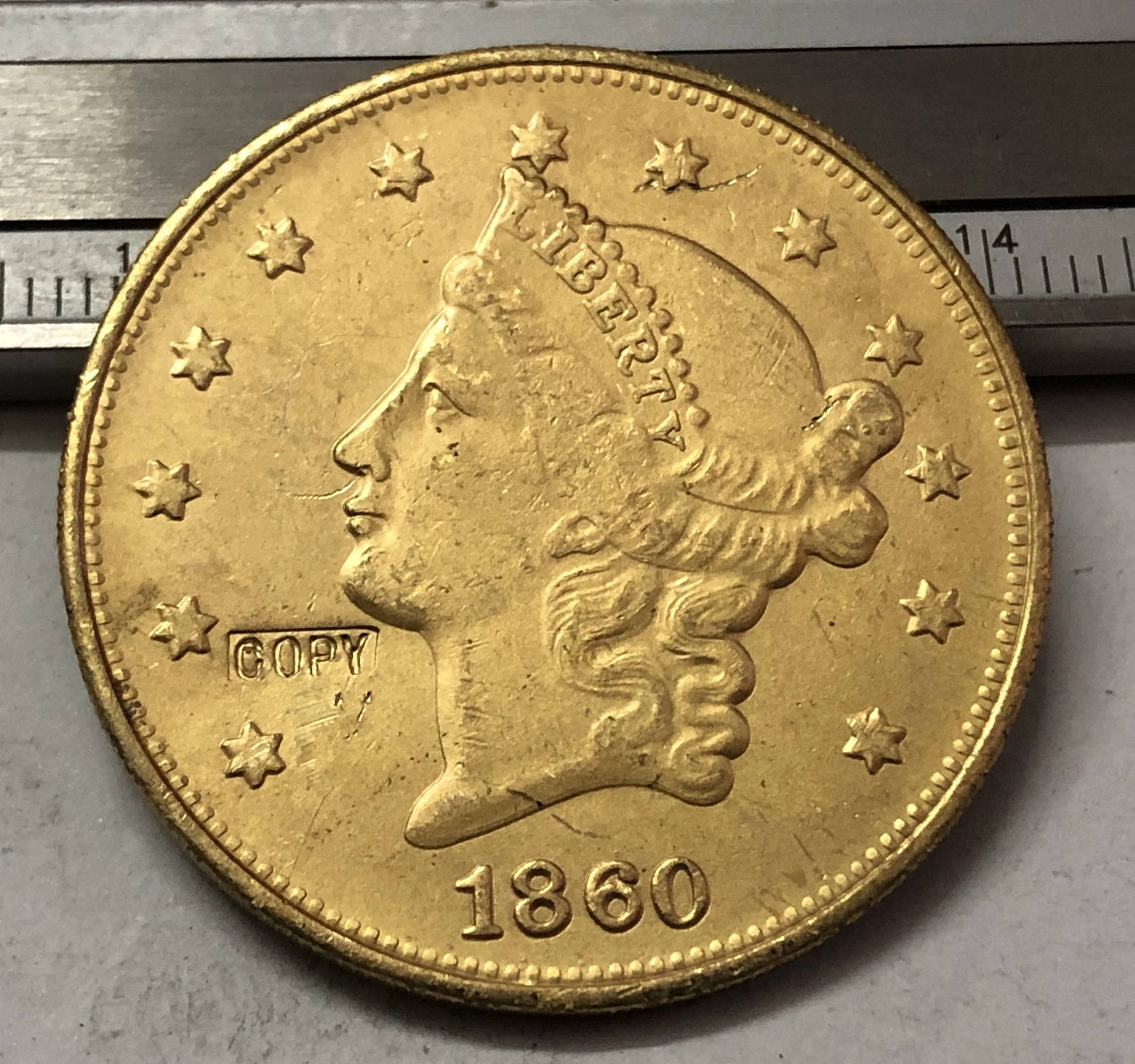 1860 P.O.S США Свобода головы (без девиза на обратной стороне) Искусственная кожа