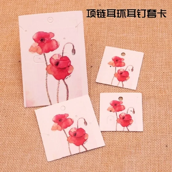 big red flower Ювелирные серьги Цепочки и ожерелья Дисплей карты 100 шт./лот принтом красивая мечта небо бумага карты принимают логотип и размер - Цвет: big red flower