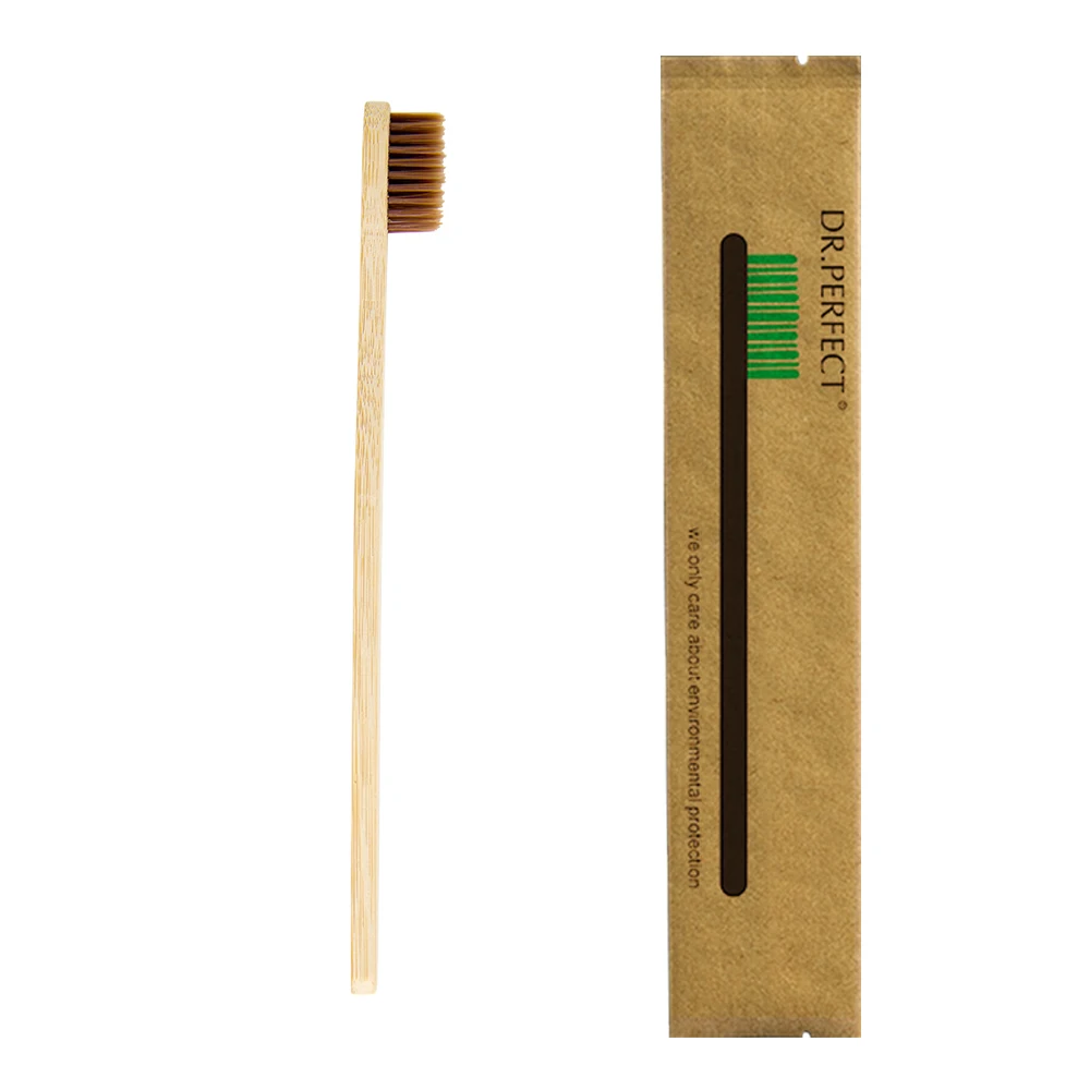Зубная щетка из 100% бамбукового волокна с мягкой щетиной 1 шт.|wood toothbrush|toothbrush woodnovelty