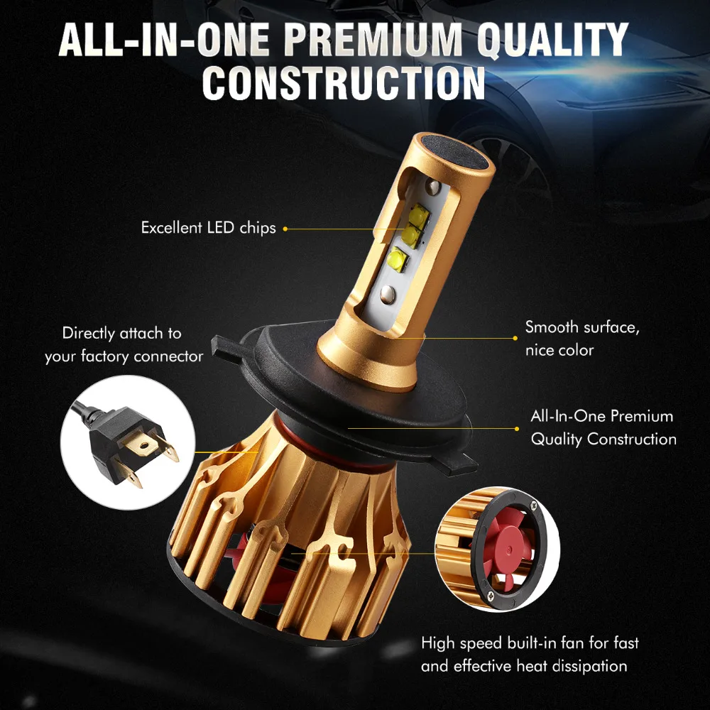 Oslamp T6 светодиодный H4 H7 H11 9005 9006 автомобилей головной светильник лампы 6500 К 70 Вт 7000lm