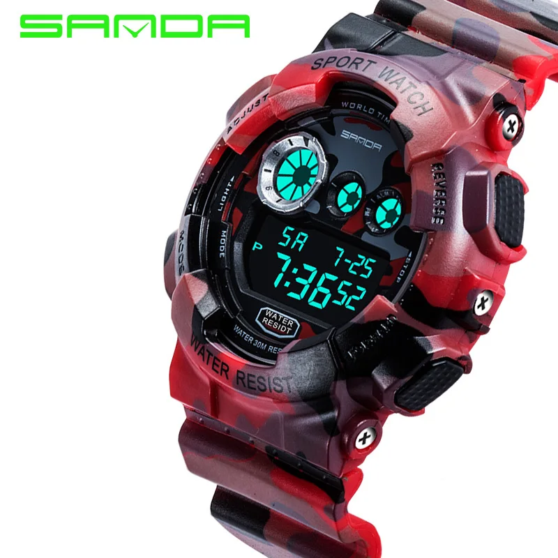 Бренд Военные Часы Спорт Армия Камуфляж Мужские LED Цифровые часы С Шок