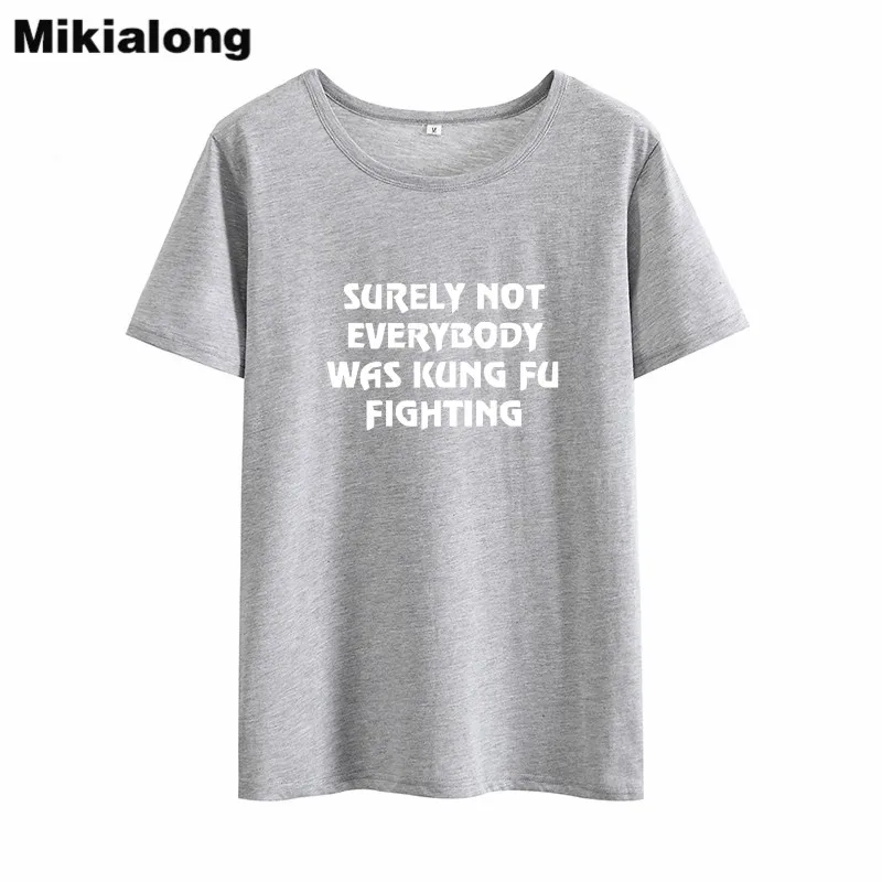 Mikialong не все были кунг-фу борьба черный белый Футболка Основные Ulzzang летние топы