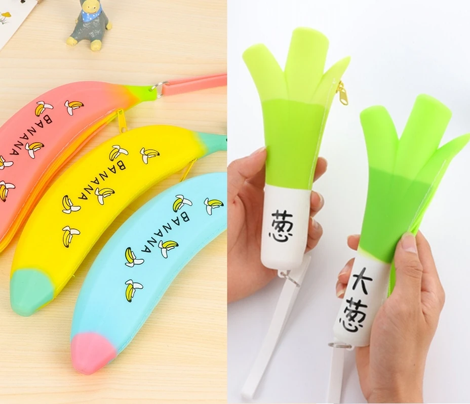 1 шт. милый банан лук Новинка Силиконовый водонепроницаемый пенал для хранения