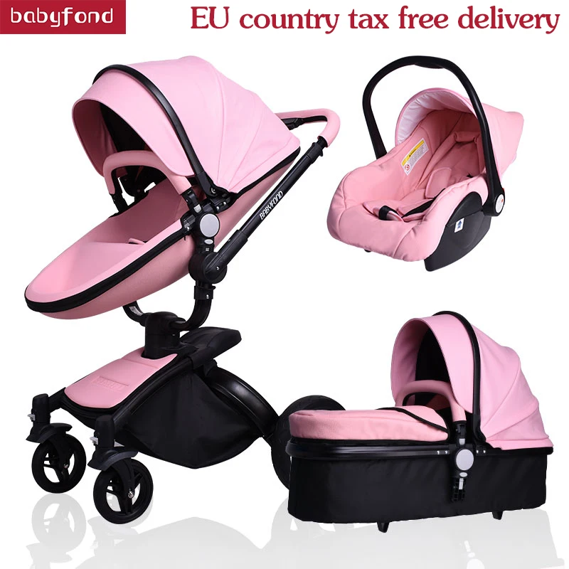 

Brand 3 in 1 baby stroller leather two-way shock absorbers baby car cart trolley Europe baby pram gift babyfond Aulon