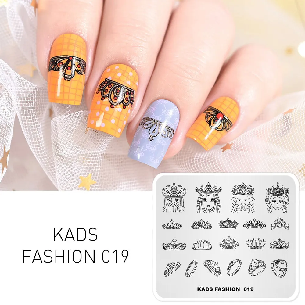 KADS Мода 019 Корона Сказочный Стиль искусственный маникюр штамповочный шаблон