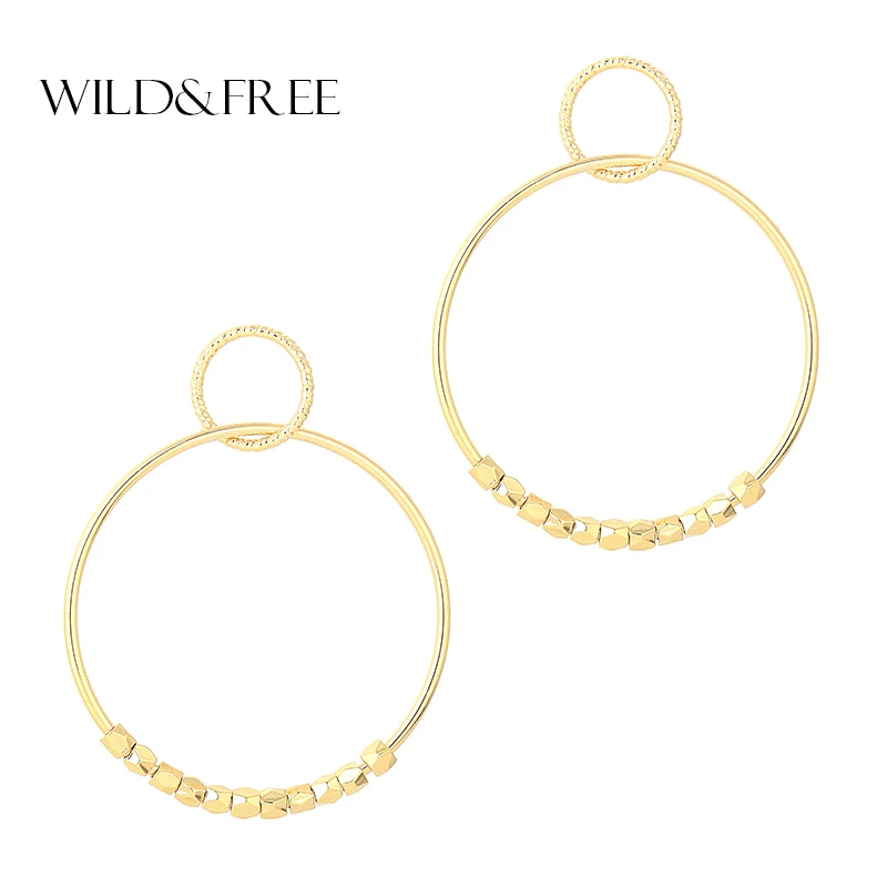 Женские серьги капельки Wild & Free Bid простой тренд золотого/серебряного цвета