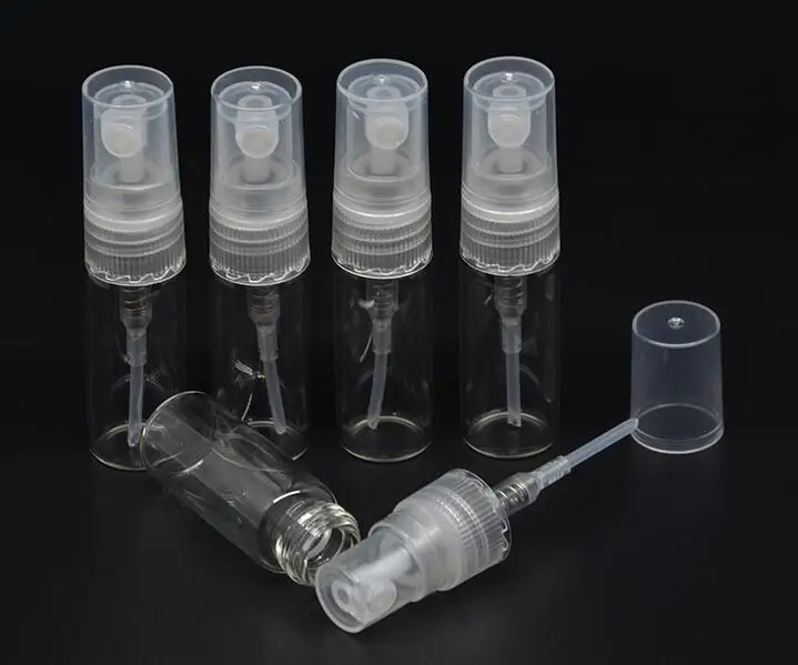 Бесплатная доставка 1000 шт. 2 мл стеклянный мини-флакон для парфюма с распылителем