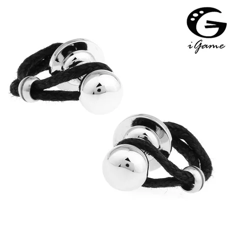 

Free Shipping Novelty Cuff Links Silver Color Copper Black String Design Best Gift For Men Cuff Links Wholesale&retail
