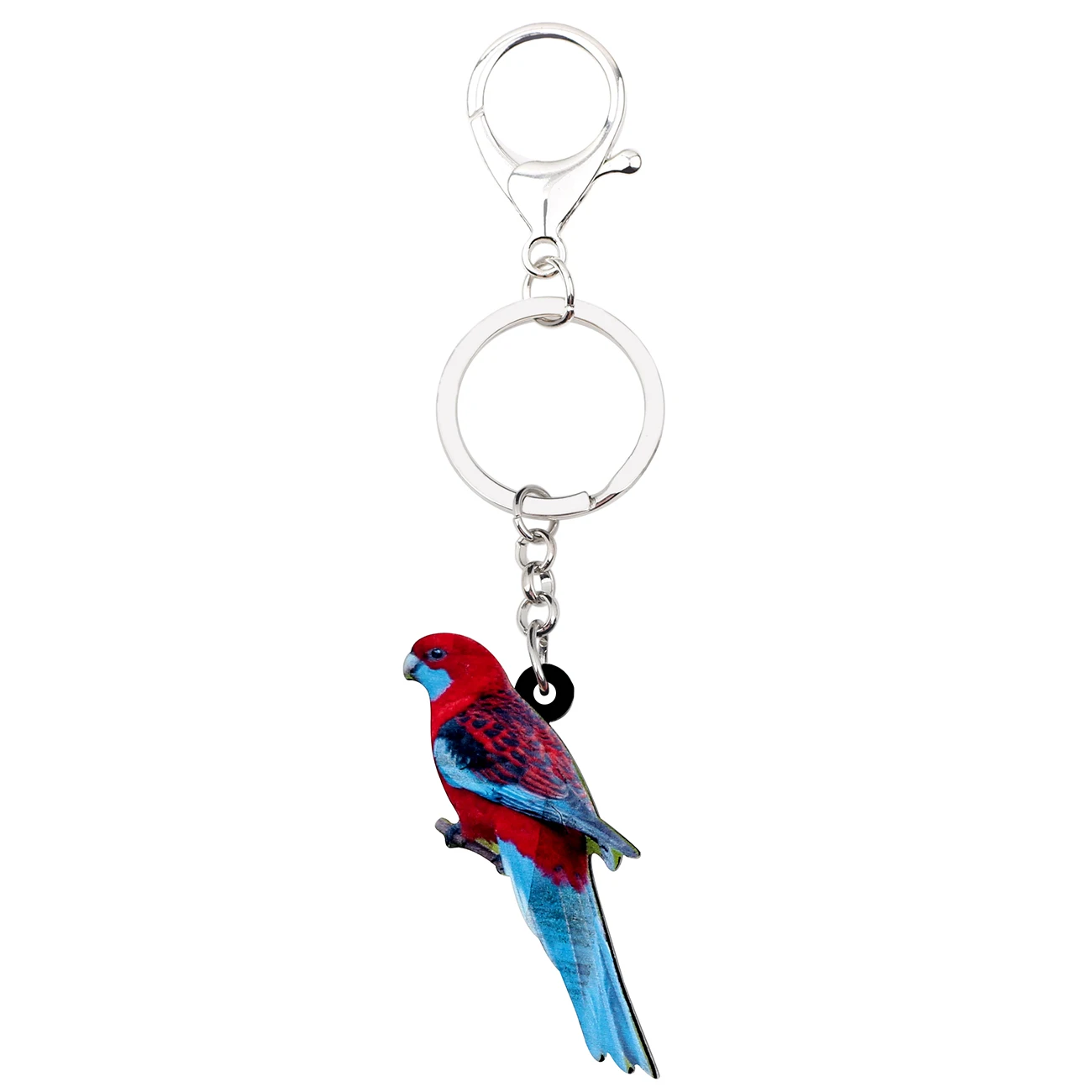 Bonsny акриловый малиновый брелок для ключей Rosella Parrot Bird кольцо с тропическим