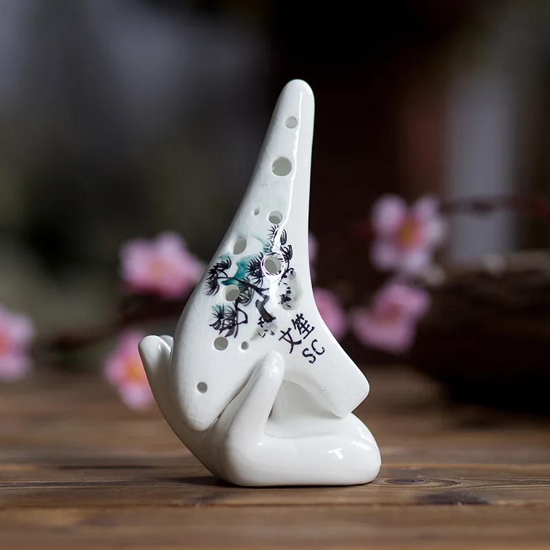 Crack + 12 hole SC adjustable ocarina painted ceramic arts and crafts Beginners high C instrument two-string fiddle | Спорт и