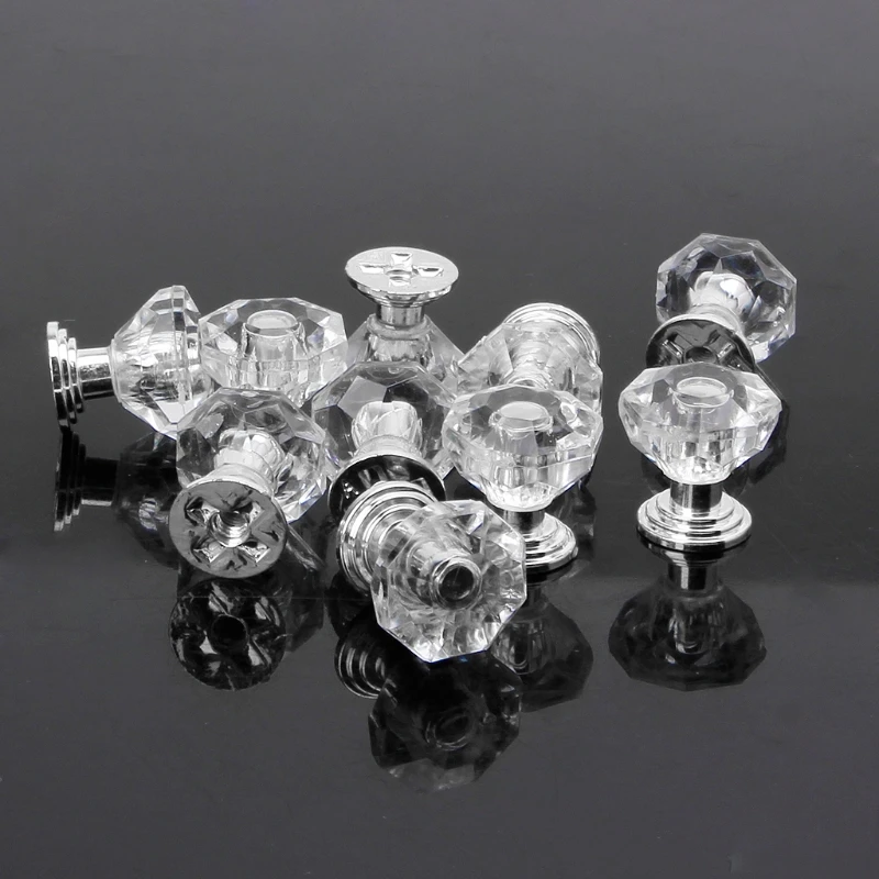 

OOTDTY 10PCS Diamond Shape Crystal Glass Cabinet Knob Drawer Pull Handle For Jewelry Box