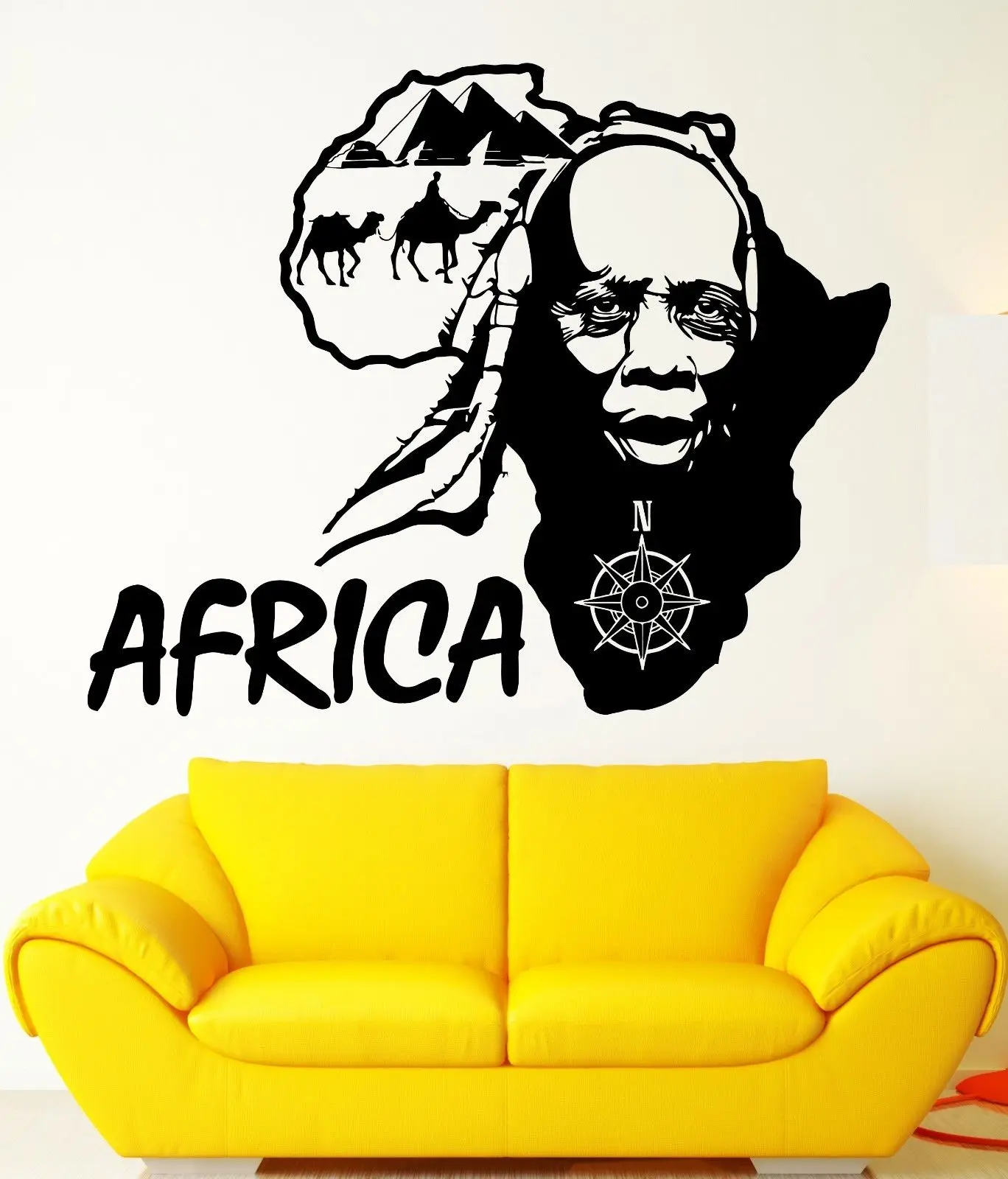

Wall Stickers Vinyl Decal Africa African Country Travel Map Tourism DT26