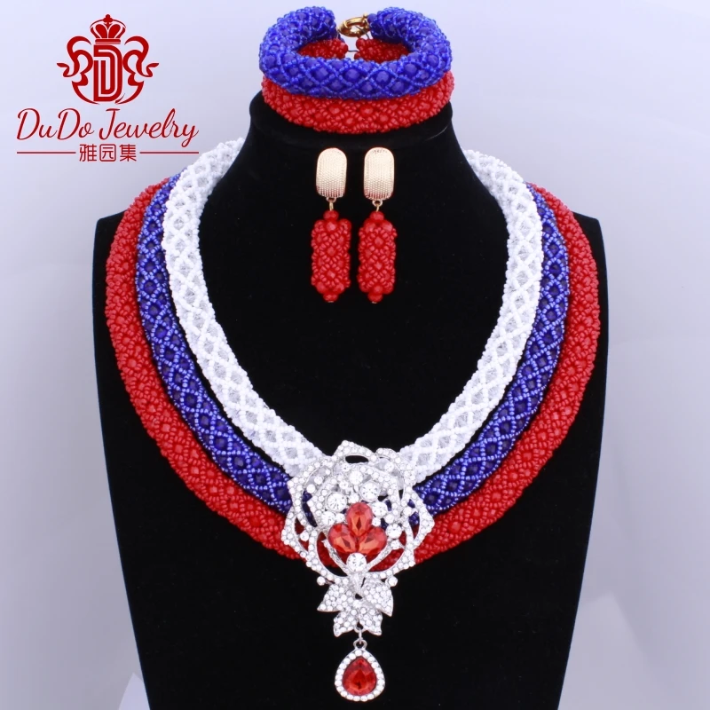 Женский комплект ювелирных изделий розовые королевские синие белые с