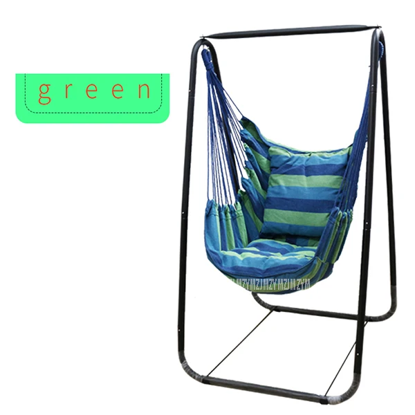 Fashion Hammock Home Balcony Indoor Garden Bedroom Hanging Chair For Child Adult Swinging Single Safety Chair with Bracket 150cm - Цвет: Green